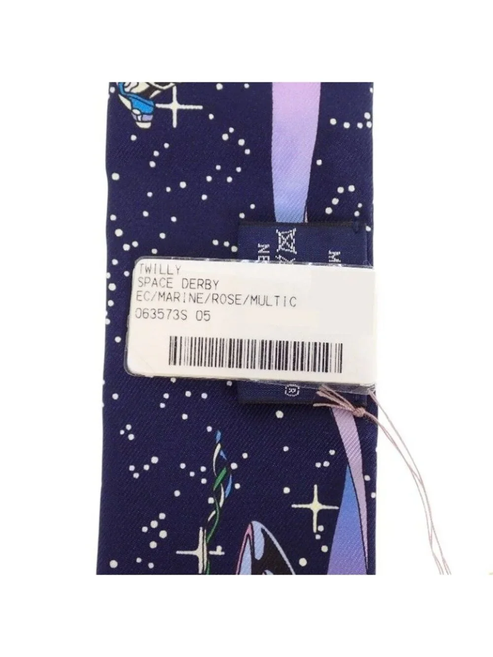 Hermes Twilly Space Scarf Silk Navy Marine Rose